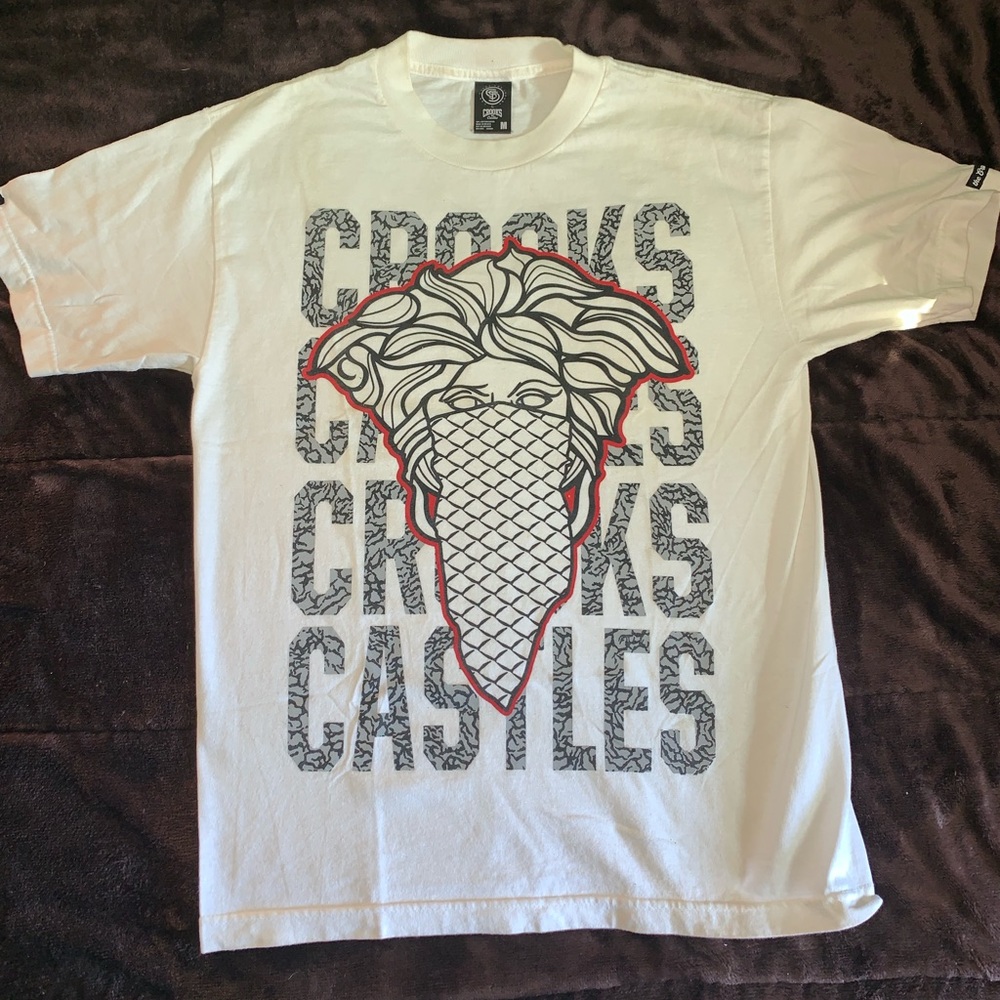 Crooks & Castles White Grey Shirt Mens Medium